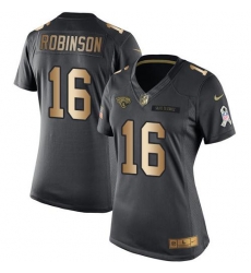 Nike Jaguars #16 Denard Robinson Black Womens Stitched NFL Limited Gold Salute to Service Jersey Nike Jaguars #16 Denard Robinson Black Womens Stitched NFL Limited Gold Salute to Service Jersey