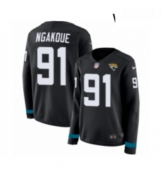 Womens Nike Jacksonville Jaguars 91 Yannick Ngakoue Limited Black Therma Long Sleeve NFL Jersey Womens Nike Jacksonville Jaguars 91 Yannick Ngakoue Limited Black Therma Long Sleeve NFL Jersey