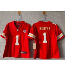 Women Kansas City Chiefs 1 Xavier Worthy Red 2023 F U S E  Vapor Untouchable Limited Stitched Jersey 