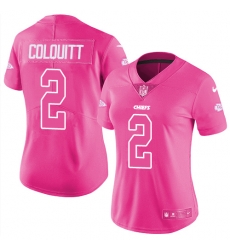Womens Nike Chiefs #2 Dustin Colquitt Pink Stitched NFL Limited Rush Fashion Jersey Womens Nike Chiefs #2 Dustin Colquitt Pink Stitched NFL Limited Rush Fashion Jersey