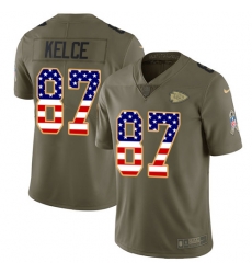 Youth Nike Chiefs #87 Travis Kelce Olive USA Flag Stitched NFL Limited 2017 Salute to Service Jersey Youth Nike Chiefs #87 Travis Kelce Olive USA Flag Stitched NFL Limited 2017 Salute to Service Jersey