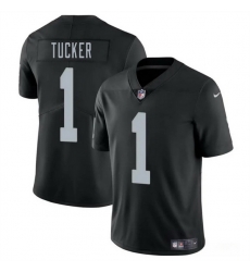 Men Las Vegas Raiders 1 Tre Tucker Black 2025 Vapor Stitched Football Jersey