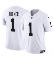 Men Las Vegas Raiders 1 Tre Tucker White 2025 F U S E  Vapor Stitched Football Jersey