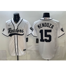 Men Las Vegas Raiders  15 Fernando Mendoza White Cool Base Stitched Baseball Jersey