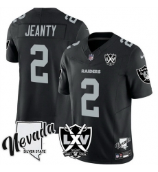 Men Las Vegas Raiders 2 Ashton Jeanty Black 2025 Draft F U S E  With Nevada Silver Stat Patch And 65th Anniversary Patch Stitched Football Jersey