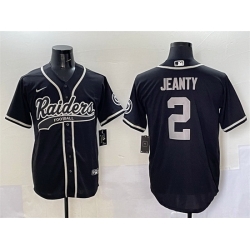 Men Las Vegas Raiders 2 Ashton Jeanty Black Cool Base Stitched Baseball Jersey 1