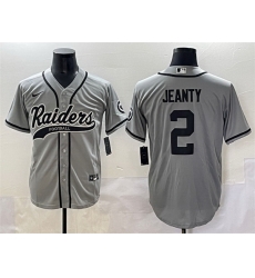 Men Las Vegas Raiders 2 Ashton Jeanty Grey Cool Base Stitched Baseball Jersey