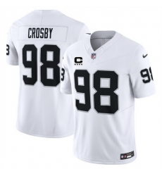 Men Las Vegas Raiders 98 Maxx Crosby White 2025 F U S E  With 4 Star C Patch Vapor Untouchable Limited Stitched Football Jersey