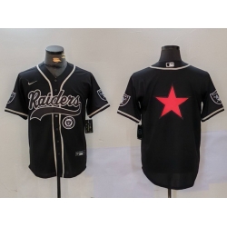 Men Las Vegas Raiders Black Team Big Logo With Patch Cool Base Stitched Baseball Jersey 8