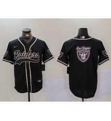 Men Las Vegas Raiders Black Team Big Logo With Patch Cool Base Stitched Baseball Jersey 9 Men Las Vegas Raiders Black Team Big Logo With Patch Cool Base Stitched Baseball Jersey 9