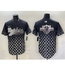Men Las Vegas Raiders Team Big Logo Black Limited Stitched Baseball Jersey