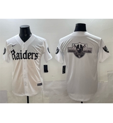 Men Las Vegas Raiders Team Big Logo White Gothic Sin City Shadows Edition Vapor Limited Stitched Baseball Jersey
