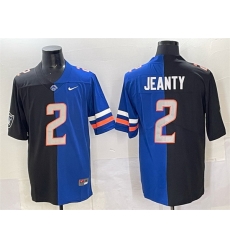 Men Las Vegas Raiders X Broncos 2 Ashton Jeanty Black Blue Split Limited Stitched Football Jersey