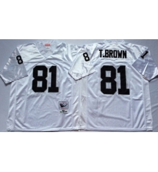 Mitchell And Ness Raiders #81 tim brown White Throwback Stitched NFL Jersey Mitchell And Ness Raiders #81 tim brown White Throwback Stitched NFL Jersey