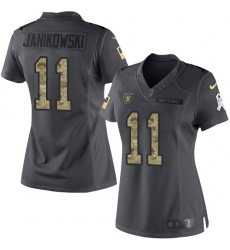 Nike Raiders #11 Sebastian Janikowski Black Womens Stitched NFL Limited 2016 Salute to Service Jersey Nike Raiders #11 Sebastian Janikowski Black Womens Stitched NFL Limited 2016 Salute to Service Jersey