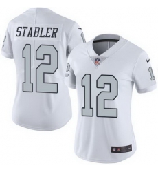 Nike Raiders #12 Kenny Stabler White Womens Stitched NFL Limited Rush Jersey Nike Raiders #12 Kenny Stabler White Womens Stitched NFL Limited Rush Jersey