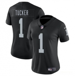 Women Las Vegas Raiders 1 Tre Tucker Black 2025 Vapor Stitched Jersey