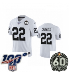 Women Oakland Raiders #22 Isaiah Crowell White 60th Anniversary Vapor Untouchable Limited Player 100th Season Football Jersey Women Oakland Raiders #22 Isaiah Crowell White 60th Anniversary Vapor Untouchable Limited Player 100th Season Football Jersey