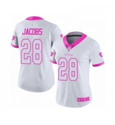 Womens Oakland Raiders 28 Josh Jacobs Limited White Pink Rush Fashion Football Jersey Womens Oakland Raiders 28 Josh Jacobs Limited White Pink Rush Fashion Football Jersey