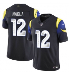 Men Los Angeles Rams 12 Puka Nacua Black 2025 F U S E Rivalries Vapor Limited Stitched Football Jersey