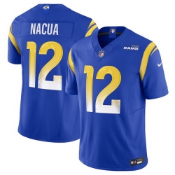Men Los Angeles Rams 12 Puka Nacua Blue 2024 F U S E  Vapor Untouchable Stitched Football Jersey