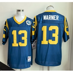 Men Los Angeles Rams 13 Kurt Warner Royal Throwback Stitched Football Jersey