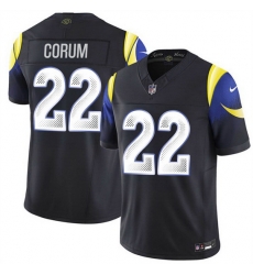 Men Los Angeles Rams 22 Blake Corum Black 2025 F U S E Rivalries Vapor Limited Stitched Football Jersey