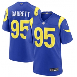 Men Los Angeles Rams Myles Garrett #95 Blue Home Stitched Jersey