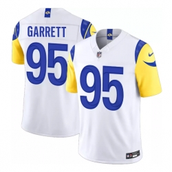Men Los Angeles Rams Myles Garrett #95 White Home Stitched Jersey