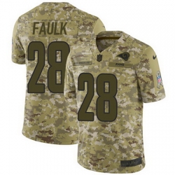 Nike Rams #28 Marshall Faulk Camo Mens Stitched NFL Limited 2018 Salute To Service Jersey