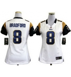 Women Nike St. Louis Rams 8# Sam Bradford White Nike NFL Jerseys Women Nike St. Louis Rams 8# Sam Bradford White Nike NFL Jerseys