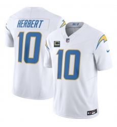 Men Los Angeles Chargers 10 Justin Herbert White 2025 F U S E With 4 Star C Patch Vapor Limited Stitched Football Jersey