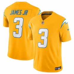 Men Los Angeles Chargers 3 Derwin James Jr  Gold 2025 F U S E  Alternate Vapor Limited Stitched Football Jersey