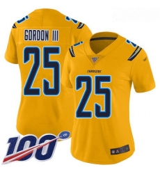Chargers #25 Melvin Gordon III Gold Women Stitched Football Limited Inverted Legend 100th Season Jersey Chargers #25 Melvin Gordon III Gold Women Stitched Football Limited Inverted Legend 100th Season Jersey
