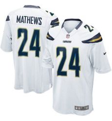 Youth Nike San Diego Chargers 24# Ryan Mathews Game White Color Jersey (S-XL)