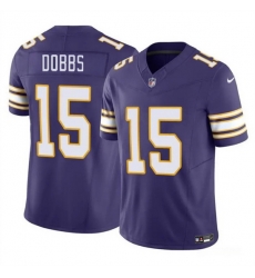 Men Minnesota Vikings 15 Josh Dobbs Purple 2023 F U S E Throwback Limited Stitched Jersey Men Minnesota Vikings 15 Josh Dobbs Purple 2023 F U S E Throwback Limited Stitched Jersey