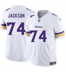 Men Minnesota Vikings 74 Donovan Jackson White 2025 Draft F U S E  Vapor Untouchable Limited Stitched Jersey