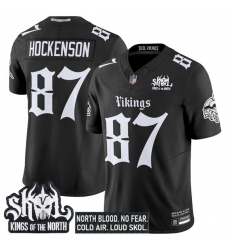 Men Minnesota Vikings 87 T J  Hockenson Black 2025 F U S E  Kings of the North Patch Gothic Norseblood Edition Vapor Untouchable Limited Stitched Football 