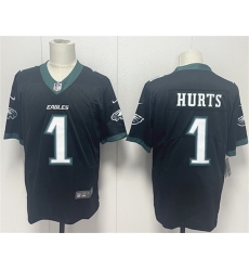 Men Philadelphia Eagles 1 Jalen Hurts Black 2024 New Vapor Untouchable Limited Stitched Football Jersey