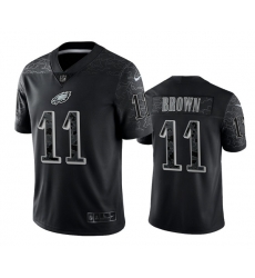 Men Philadelphia Eagles 11 A J Brown Black Reflective Limited Stitched Jersey Men Philadelphia Eagles 11 A J Brown Black Reflective Limited Stitched Jersey