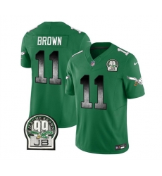 Men Philadelphia Eagles 11 A J Brown Green 2023 F U S E Throwback Vapor Untouchable Limited Stitched Football Jersey Men Philadelphia Eagles 11 A J Brown Green 2023 F U S E Throwback Vapor Untouchable Limited Stitched Football Jersey