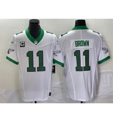 Men Philadelphia Eagles 11 A J Brown White 2023 F U S E With C Patch Vapor Untouchable Stitched Football Jersey Men Philadelphia Eagles 11 A J Brown White 2023 F U S E With C Patch Vapor Untouchable Stitched Football Jersey