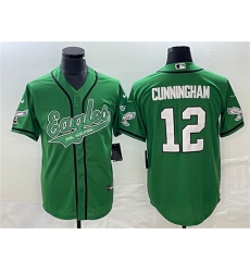 Men Philadelphia Eagles 12 Randall Cunningham Green Cool Base Stitched Baseball Jersey Men Philadelphia Eagles 12 Randall Cunningham Green Cool Base Stitched Baseball Jersey