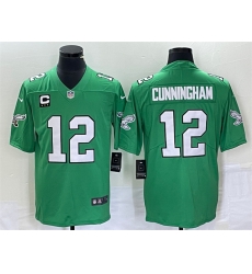 Men Philadelphia Eagles 12 Randall Cunningham Green With C Patch Stitched Football Jersey Men Philadelphia Eagles 12 Randall Cunningham Green With C Patch Stitched Football Jersey