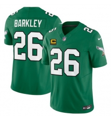 Men Philadelphia Eagles 26 Saquon Barkley Kelly Green 2025 F U S E  With 4 Star C Patch Vapor Untouchable Limited Throwback Stitched Football Jersey