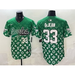 Men Philadelphia Eagles 33 Cooper DeJean Green With Patch Limited Stitched Baseball Jersey