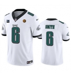 Men Philadelphia Eagles 6 DeVonta Smith White 2023 F U S E With 1 Star C Patch And John Madden Patch Vapor Limited Stitched Football Jersey Men Philadelphia Eagles 6 DeVonta Smith White 2023 F U S E With 1 Star C Patch And John Madden Patch Vapor Limited Stitched Football Jersey