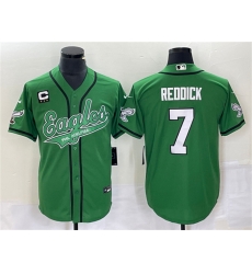 Men Philadelphia Eagles 7 Haason Reddick Green With C Patch Cool Base Stitched Baseball Jersey Men Philadelphia Eagles 7 Haason Reddick Green With C Patch Cool Base Stitched Baseball Jersey