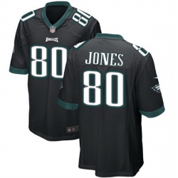 Men Philadelphia Eagles 80 Julio Jones Black 2023 Stitched Game Jersey