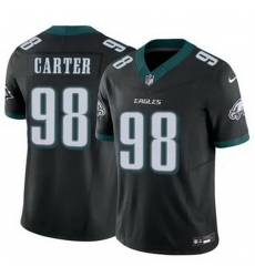 Men Philadelphia Eagles Jalen Carter #98 Black F U S E Stitched NFL Jersey Men Philadelphia Eagles Jalen Carter #98 Black F U S E Stitched NFL Jersey